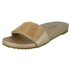 Ladies Savannah Flat Diamante Vamp Mules