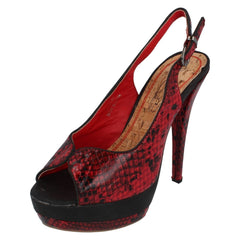 Ladies Spot On Snake Print Slingback Heels
