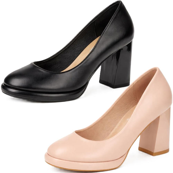 Womens Anne Michelle Block Heeled Court Shoes F90121