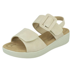 Ladies Eaze Low Wedge Mule Sandal with Chunky Buckle Strap F12080
