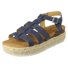 Ladies Savannah Buckle Ankle Strap Wedge Sandals F12097