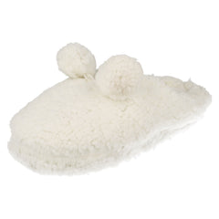 Ladies Eaze Fluffy Pom Pom Front Slippers