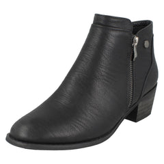 Ladies Spot On Mid Heel Ankle Boots F51137