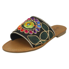 Ladies Savannah Flat Stitched Vamp Mules