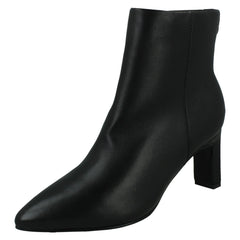 Ladies Spot On High Heel Leather Ankle Boots with Pointed Toe Inside Zip F51213