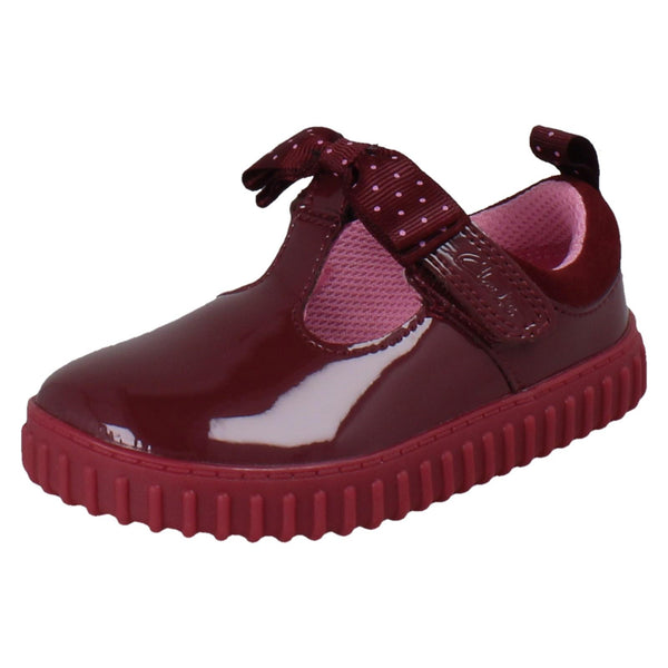 Girls Clarks Casual T-Bar Shoes Cove Bow T