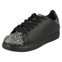 Ladies Spot On Lace Up Trainer Pump with Glitter