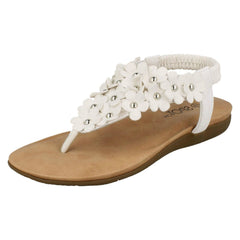 Girls Spot On Flat Flower Trim Toepost Sandals