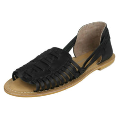 Ladies Leather Collection Flat Weave Sandals F00145