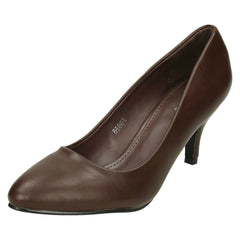 Ladies Spot On Mid Heel Pointed Toe Court Shoes