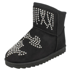 Girls Spot On Fleece Lined Studded Ankle Boots