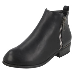 Girls Spot On Side Zip Ankle Boots H5068