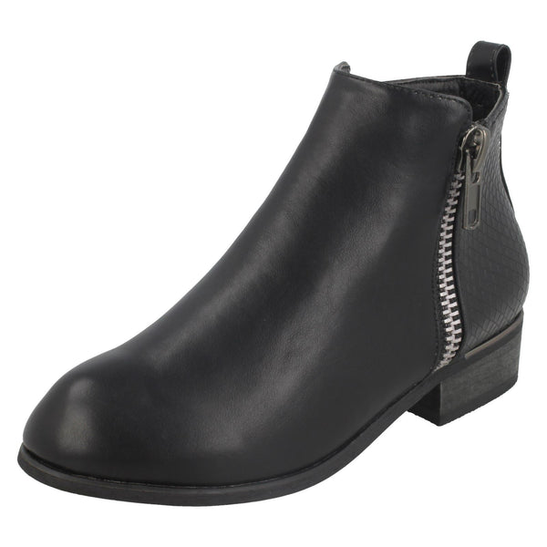 Girls Spot On Side Zip Ankle Boots H5068