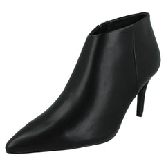 Ladies Spot On High Heel Low Cut Ankle Boot with Metal Heel Trim F51229