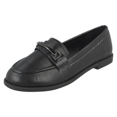 Ladies Down To Earth Black Loafers F80420