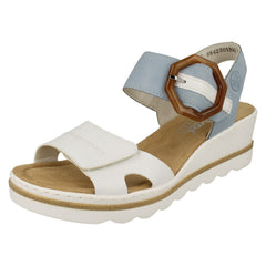 Ladies Rieker Buckle Detailed Wedge Heeled Sandals 67476