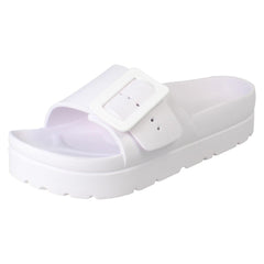 Ladies Spot On Adjustable Buckle Slip On Sliders Sandals F12098