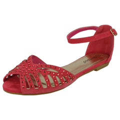 Ladies Anne Michelle Flat Diamante Trim Sandals