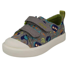 Childrens Clarks Pattern Detailed Light Weight Canvas Shoes City Bright