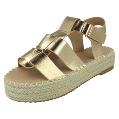 Ladies Down to Earth Gladiator Platform Espadrille with Ankle Strap F12084