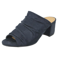 Ladies Anne Michelle Mid Heel Rouched Vamp Mules