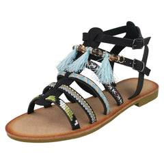 Ladies Savannah Flat Strappy Beaded Sandals