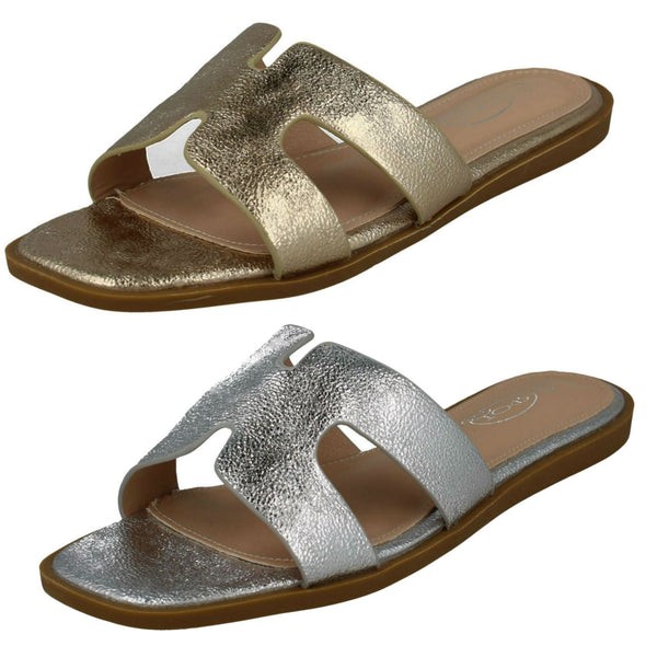 Ladies Spot On Casual Open Toe Summer Mule