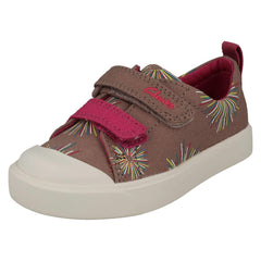 Childrens Clarks Pattern Detailed Light Weight Canvas Shoes City Bright