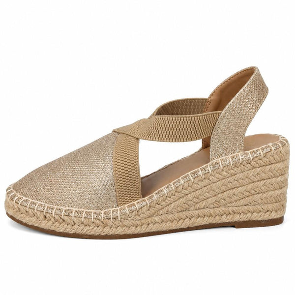 Ladies Savannah Closed Toe Low Espadrille High Wedge F2311
