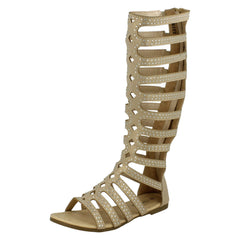 Girls Spot On Knee High Gladiator Sandals