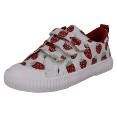 Girls Clarks Canvas Metallic Strawberry Design Shoes Foxing Fraise