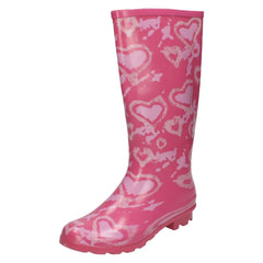 Girls Spot On Heart Design Wellington Boots X1034