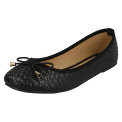 Ladies Spot On Weaved Design Ballerinas F80381