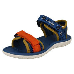 Childrens Clarks Pattern Detailed Adjustable Sandals Surfing Tide