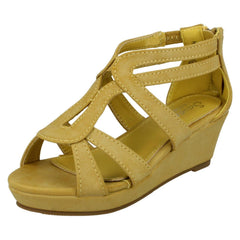 Girls Savannah Mid Wedge Loop Bar Sandals