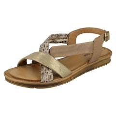 Ladies Leather Collection Flat Slingback Sandals