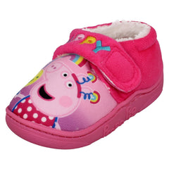 Girls Character Peppa Pig Happy Balloons Hook & Loop Slippers