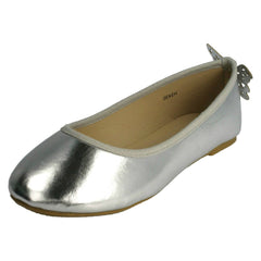 Girls Spot On Butterfly Heel Trim Ballerinas