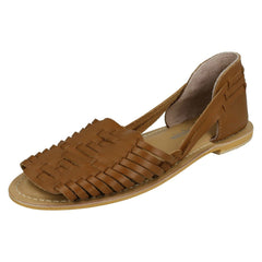 Ladies Leather Collection Flat Weave Sandals F00145