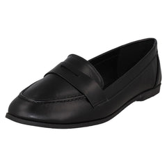 Ladies Spot On Flat Loafer Saddle Trim Wide Fit Shoes F80561