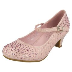 Girls Junior Spot On Sparkly Kitten Heel Party Shoes