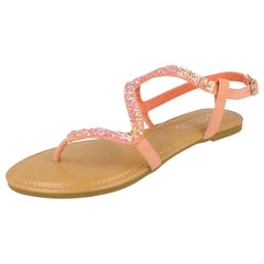 Ladies Spot On Open Toe Glitter Swirl Sandals