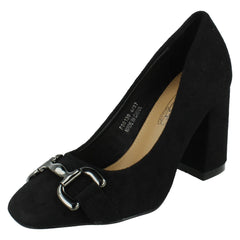 Ladies Spot On Elegant Buckle Detail Court Shoes F90139