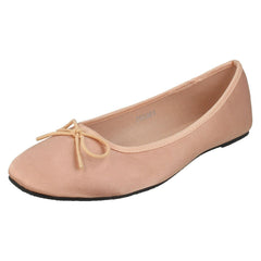 Ladies Spot On Satin Ballerinas