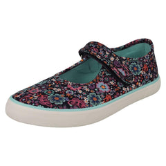 Girls Startrite Floral Detailed Mary Jane Canvas Shoes Busy Lizzy