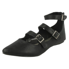 Ladies Spot On Buckle Detail Flats