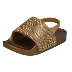 Girls Spot On Elasticated Diamante Sliders H0312