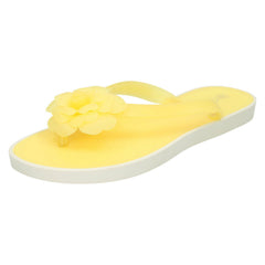 Ladies Spot On Flat Toepost Flower Trim Sandal