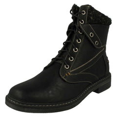 Ladies Spot On Knitted Cuff Ankle Boots F4447