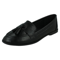 Ladies Spot On Tassel Trim Wide Fit Slip On Shoes F80560